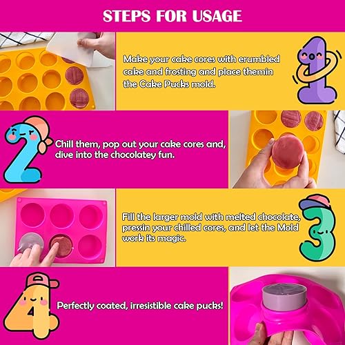 Miniatura 4 de Juego de moldes para tartas, moldes de silicona cubiertos de chocolate de 12 cavidades, moldes redondos para tartas con 2 espátulas para núcleos de