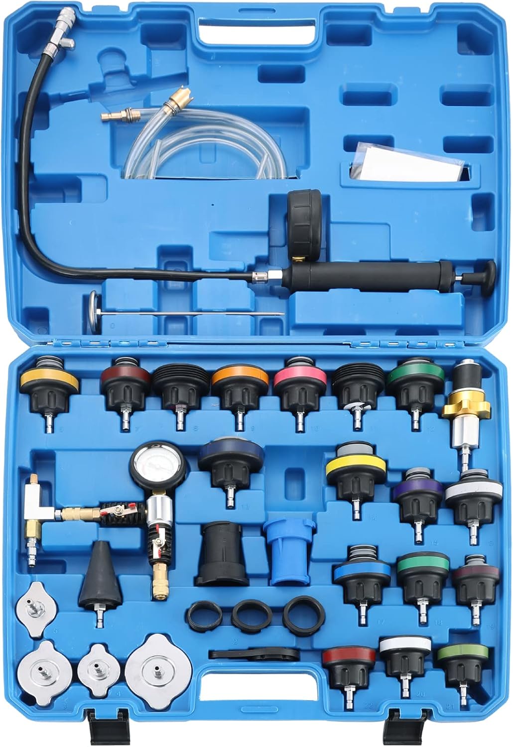 ATPEAM Universal Radiator Pressure Tester | Coolant Pressure Tester Kit Automotive Coolant Vacuum Refill Kit (34PCS)