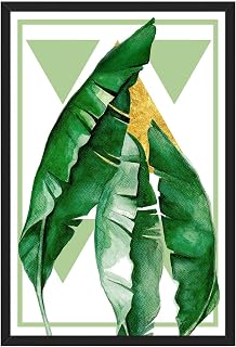 Framed Tropical Banana Leaves Poster Canvas Print Art Modern Minimalist Aesthetic Painting Wall Art Pictures Wall Decor Stunning Home Decor for Living Room Bedroom Apartment Decoration Art Print (Black framed,12L"X16W")