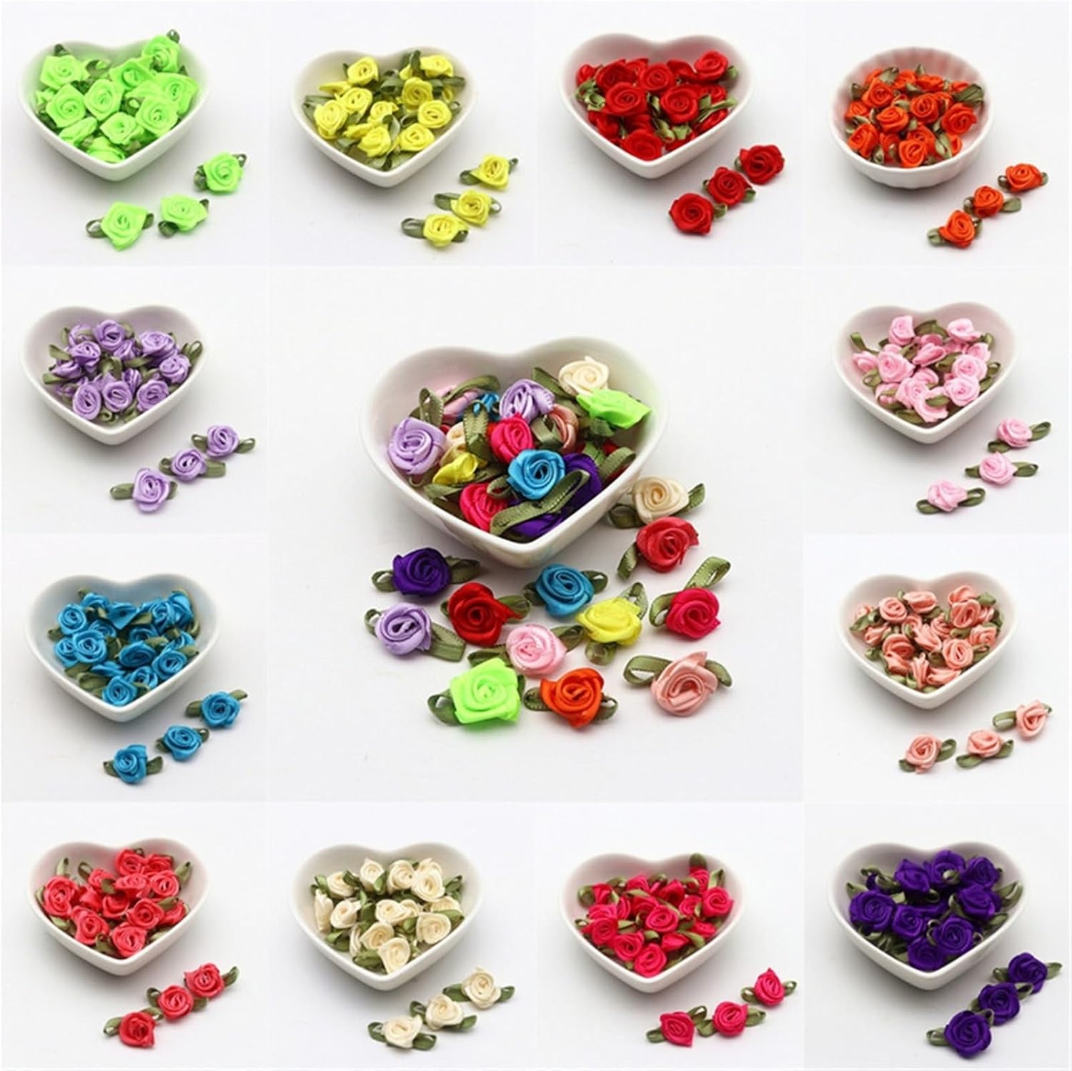 Mini Ribbon Rose Flowers 1000Pcs Ribbon Flowers DIY Craft for Hair Clips Clothing Gift Packaging(Light Pink) image 2