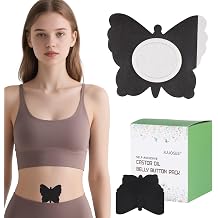 30Pcs Black Butterfly Castor Oil Belly Button Patch, Butterfly Design, Highly Absorbent Cotton Castor Oil Pack Wrap Self Adhesive Oil Not Included