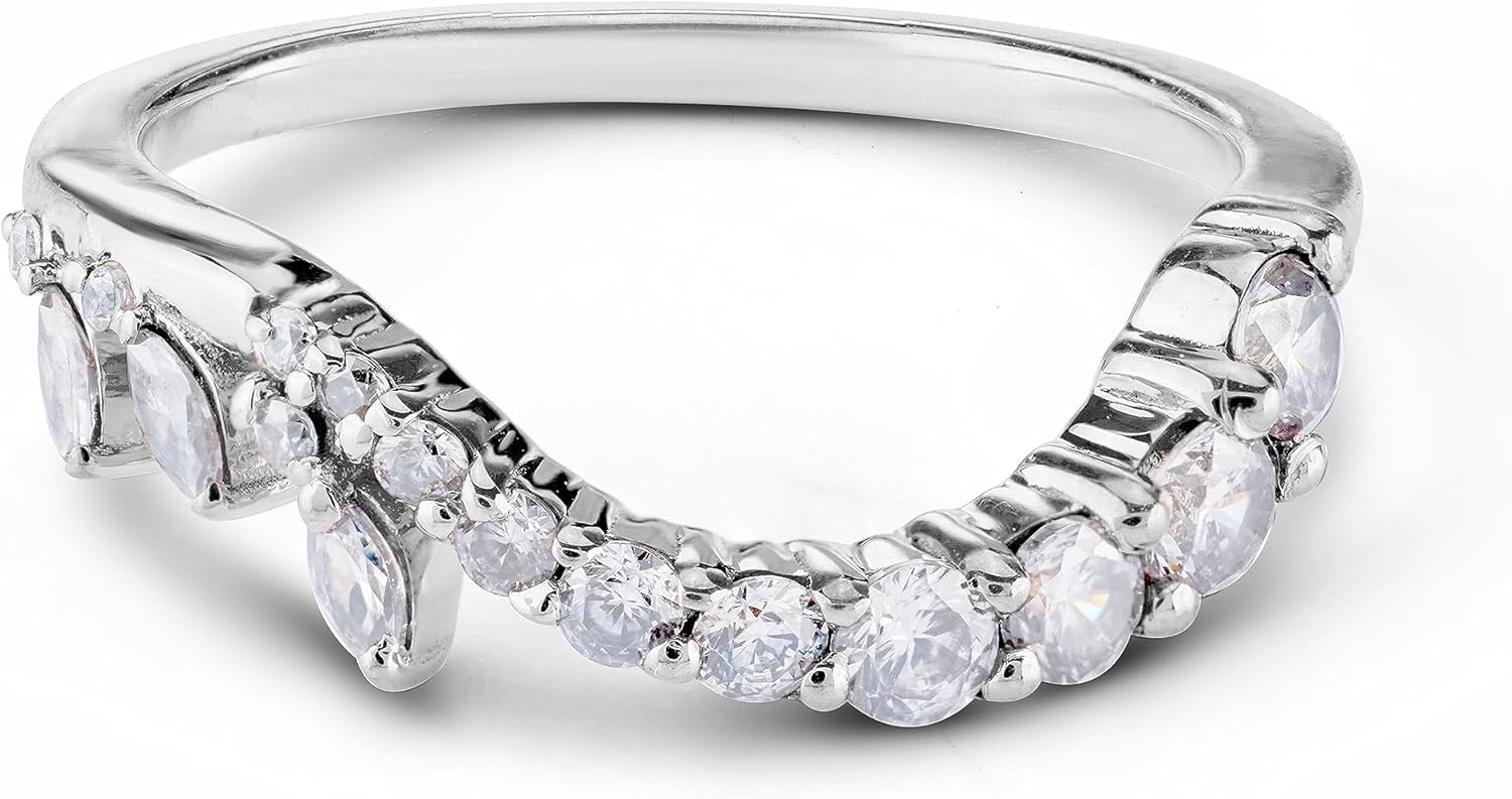 VVS1 Moissanite Wedding Bands Diamond Ring Enhancer for Engagement Rings 925 Sterling Silver Curved Stacking Band Size 4 to 10