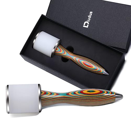 DIUDUS Leather Working Mallet, Leather Mallet Hammer Leather Carving Hammer, Leather Maul Nylon Straight Head Comfortable Wooden Handle Hammer DIY Leatherworking (Colorful/Water-Rippled) - Multicolor