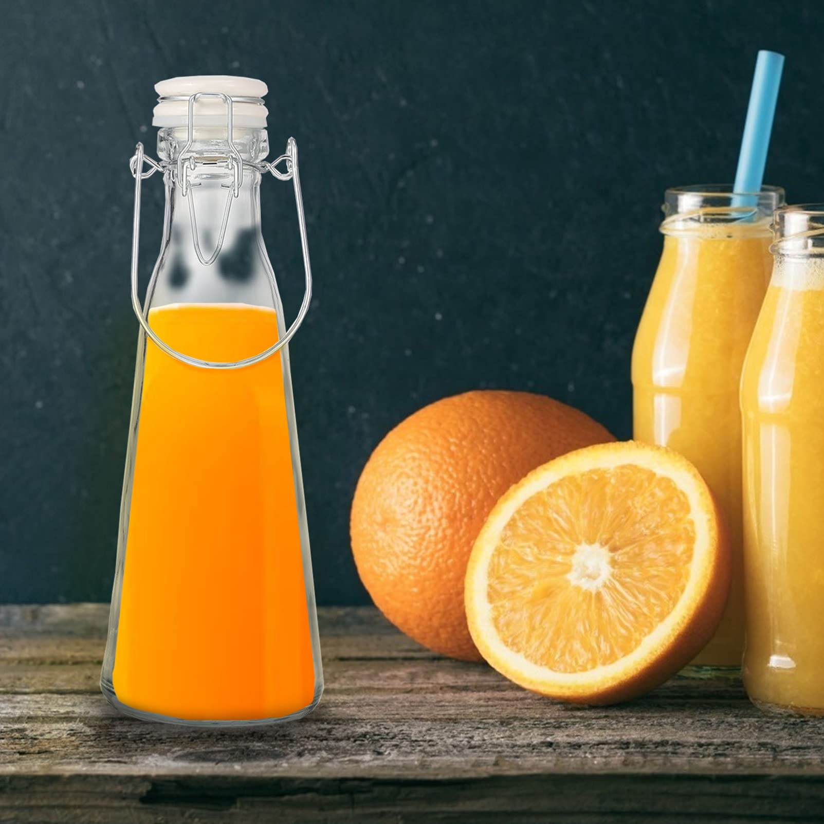 DOITOOL Bottiglia Vetro 500ml con Tappo a Bottone per Latte, Tè e Bevande Artigianali Riutilizzabile Resistente alle Variazioni di Temperatura 2 Pezzi