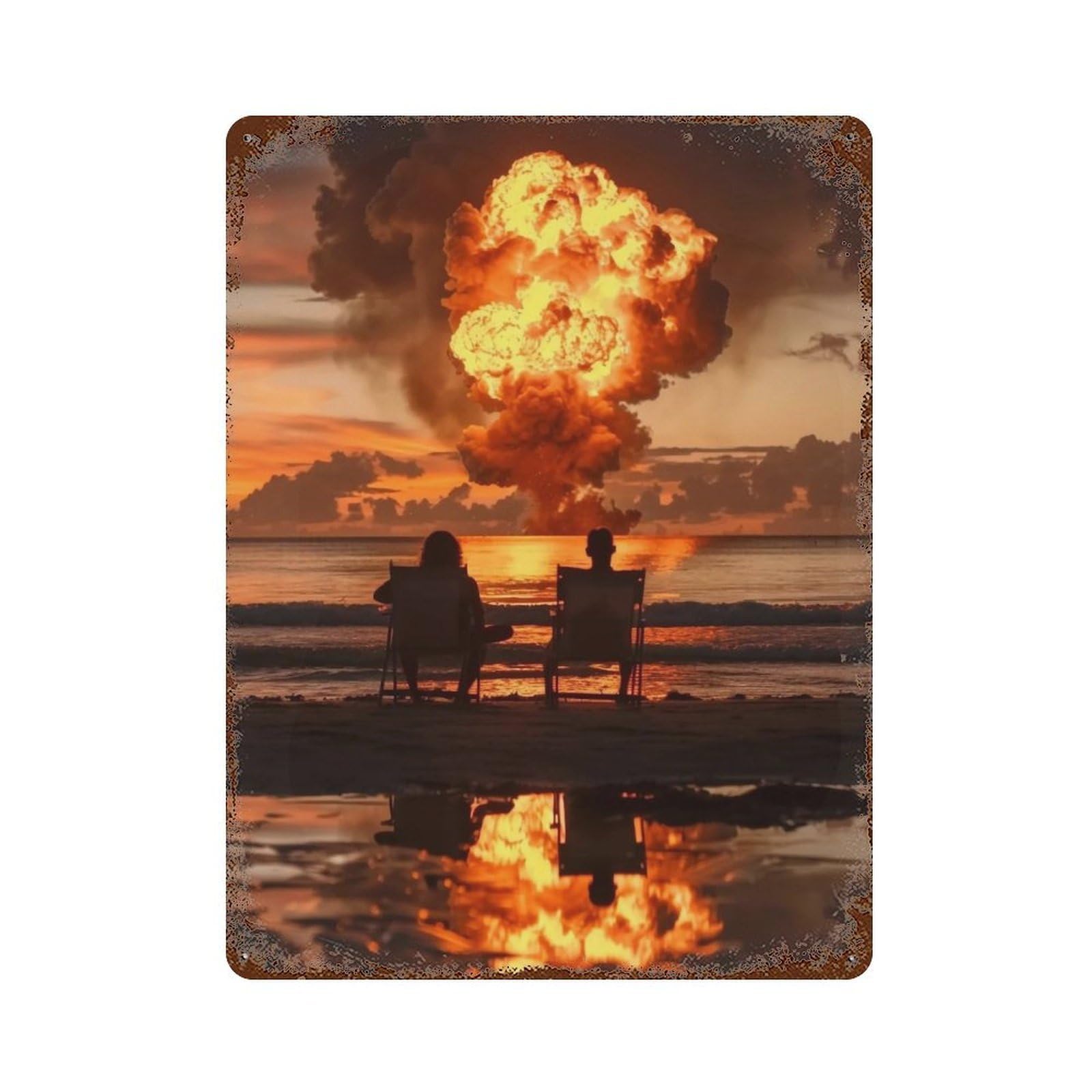WUJHGRSG Beach Apocalypse 02 Wall Art Retro Iron Vintage Metal Tin Sign Poster Modern Decor for Home Cofffee Club Bar Shop Style 40x30cm