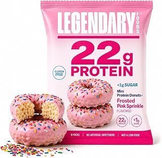 Legendary Foods High Protein Donuts, Pink Sprinkle, Low Carb, Low Sugar | Healthy Protein Snacks for Adults, Kids, Diabetic and GLP-1 Diet Friendly Keto Snack, Gluten Free