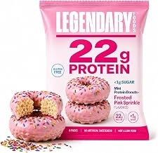 Legendary Foods High Protein Donuts, Pink Sprinkle, Low Carb, Low Sugar | Healthy Protein Snacks for Adults, Kids, Diabetic and GLP-1 Diet Friendly Keto Snack, Gluten Free