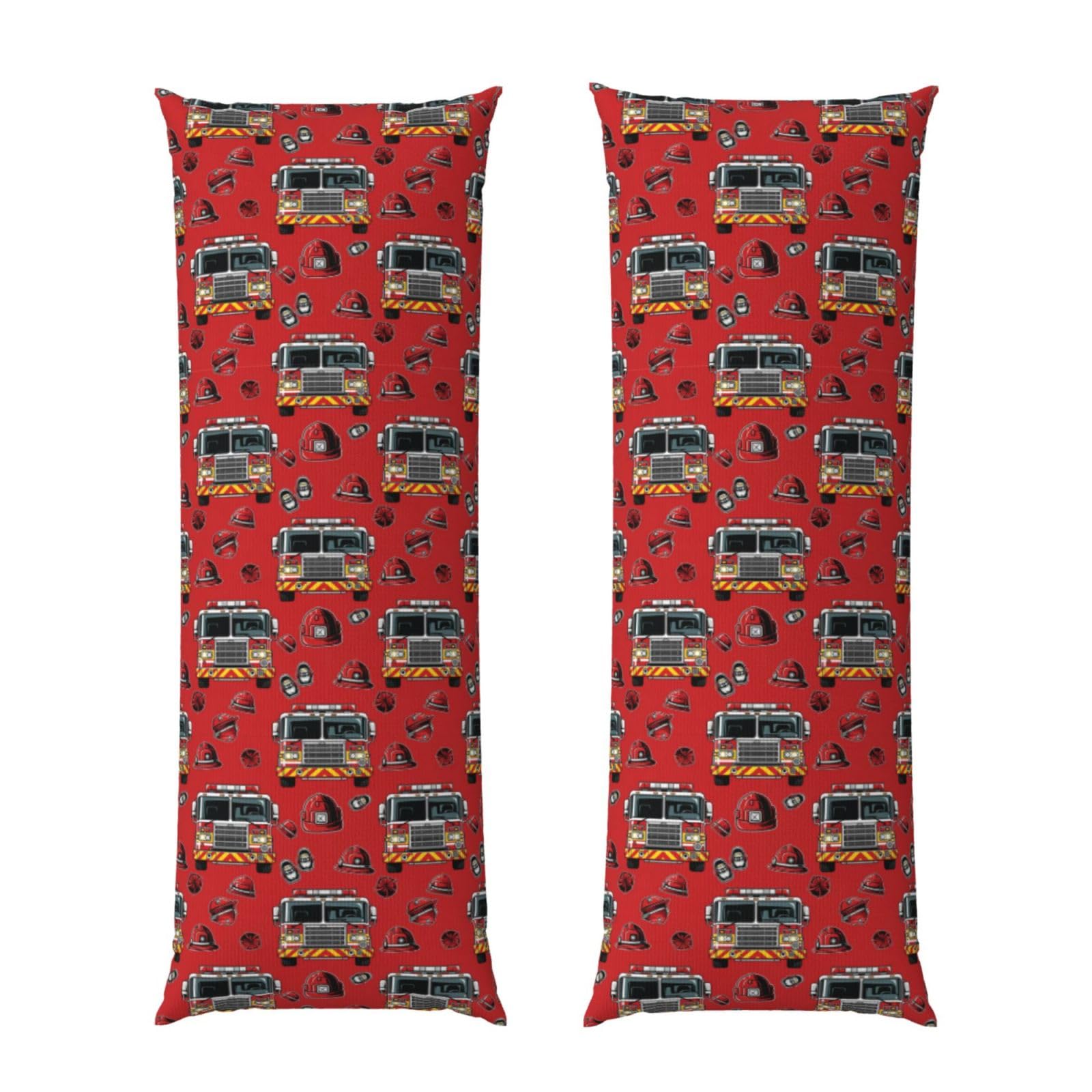 Long Pillowcase 20x60 Inch, Cute Cartoon Fire Truck Print, Ultra Soft Body Pillow Cover with Hidden Zipper, Wrinkle Resistant Fabric for Bed Couch Home Decoration