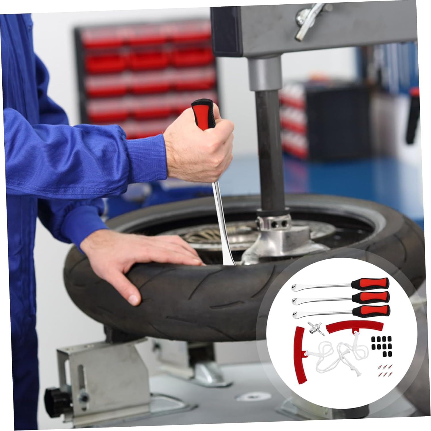 Cabilock 1set Motorcycle Tire Lever Tool Kit Set Rim Protectors for Safe Tire Change and Repair Heavy Duty Design for and Motorbikes