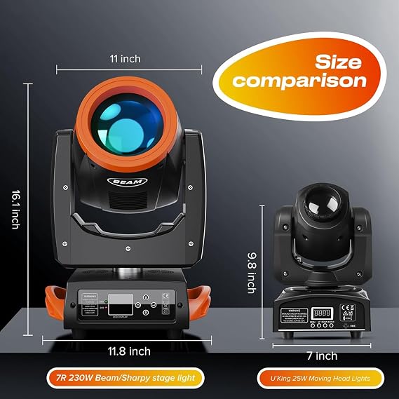 DMX Strobe Spot LED Stage Light,LED Moving Head Stage Disco Beam Lights,Indoor Party Disco Lights with 16/20 DMX Channels Controller, 0-100% Dimmer, Freely Rotated 540°& Tilted 270°