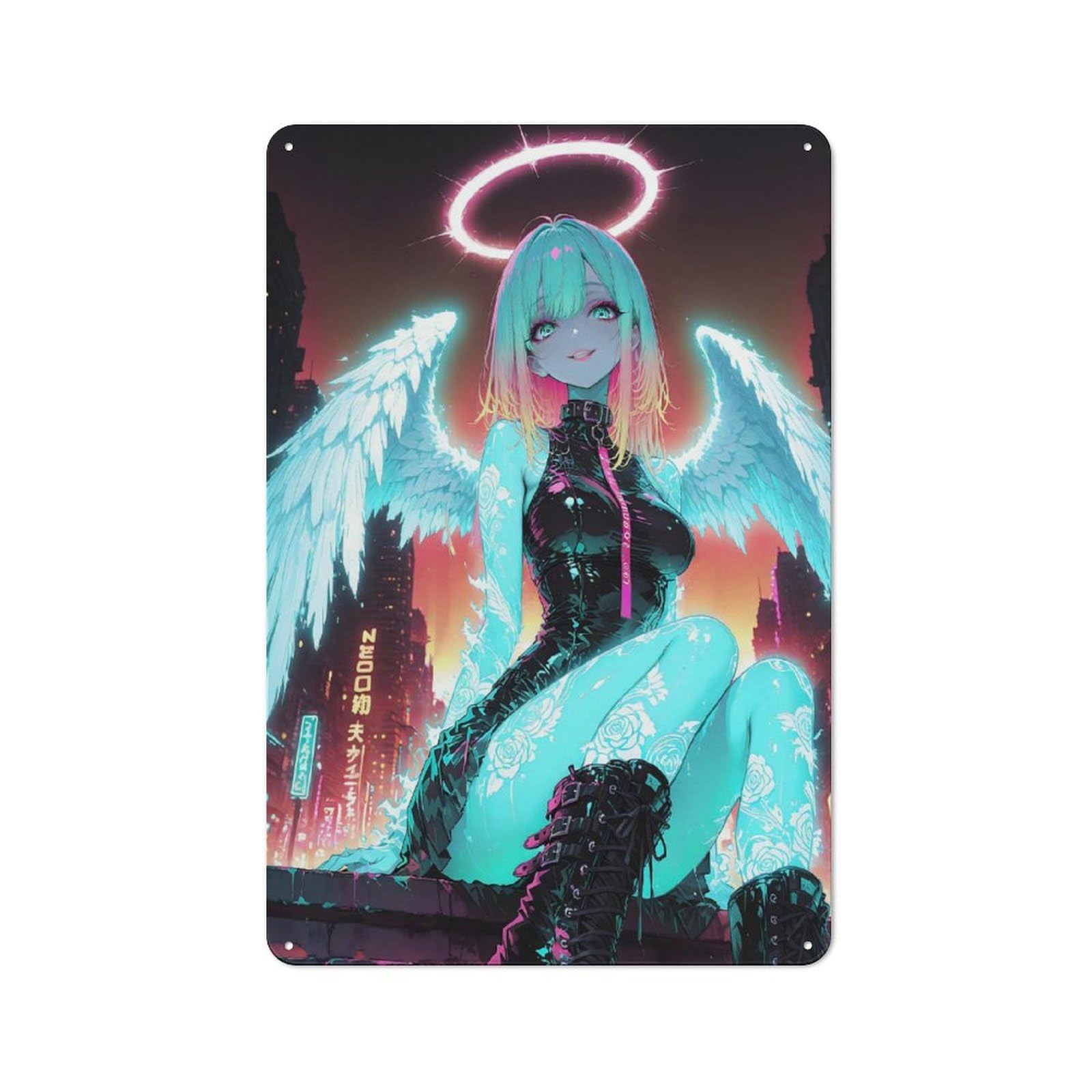 Tin Sign 30x20cm with Angel for Pub Or Café, Rustic Decor, Wall Decoration for A Recently Updated Pub And Café