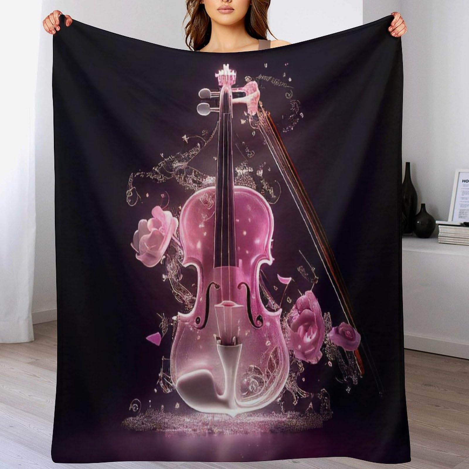 Couverture flannel de qualite superieure au motif de violon