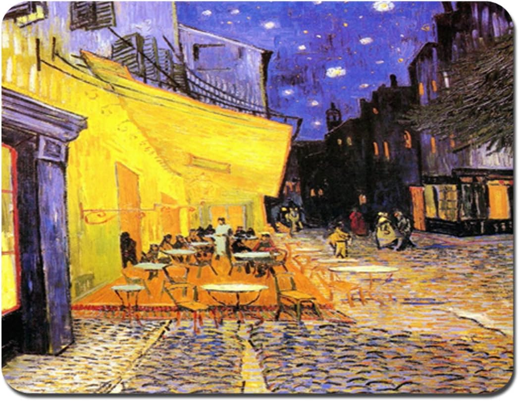 Meffort Inc® Standard 9.5 x 7.9 Inch Mouse Pad - Vincent Van Gogh Cafe Terrace at Night