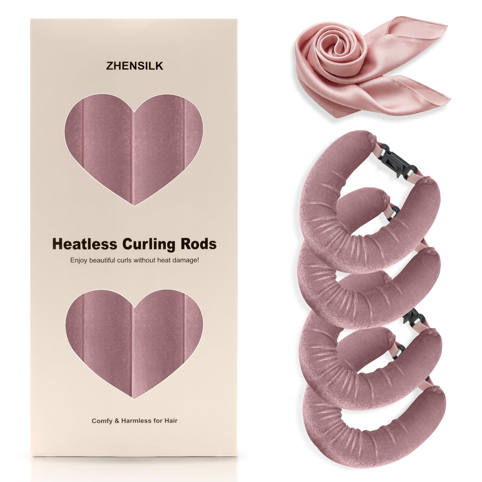 Photo 1 of ZHENSILK Heatless Hair Curler Set, 4PCS Velvet Curling Rods