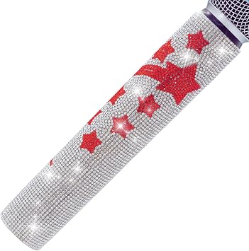 Red Stars Decorative Grip with Rhinestones for Wireless Mic | Festive and patriotic look. Fits 1.41.6" diameter handles, including wireless SM58 Beta58A PG58 Beta87A and similar
