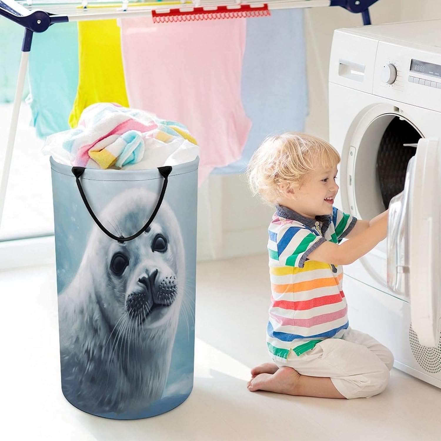 Dirty Clothes Basket Harp Seal Painting Wallpaper Perfect for Clothes, Pillows, And More