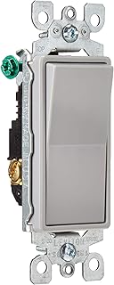 Leviton 5603-2GY 15 Amp, 120/277 Volt, Decora Rocker 3-Way AC Quiet Switch, Residential Grade, Grounding, Gray