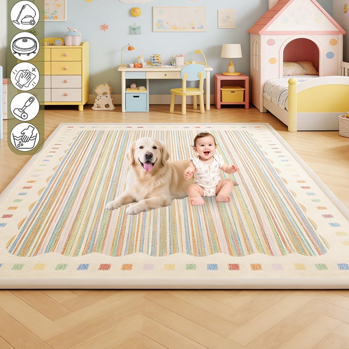 Tappeto Gioco Bambini Acolchado 2.5 cm Extra Spesso, Antiscivolo, Ideale per Pavimenti e Box Neonato, Palestra Neonati, Tappeto Tummy Time Neonati 120 x 120 cm