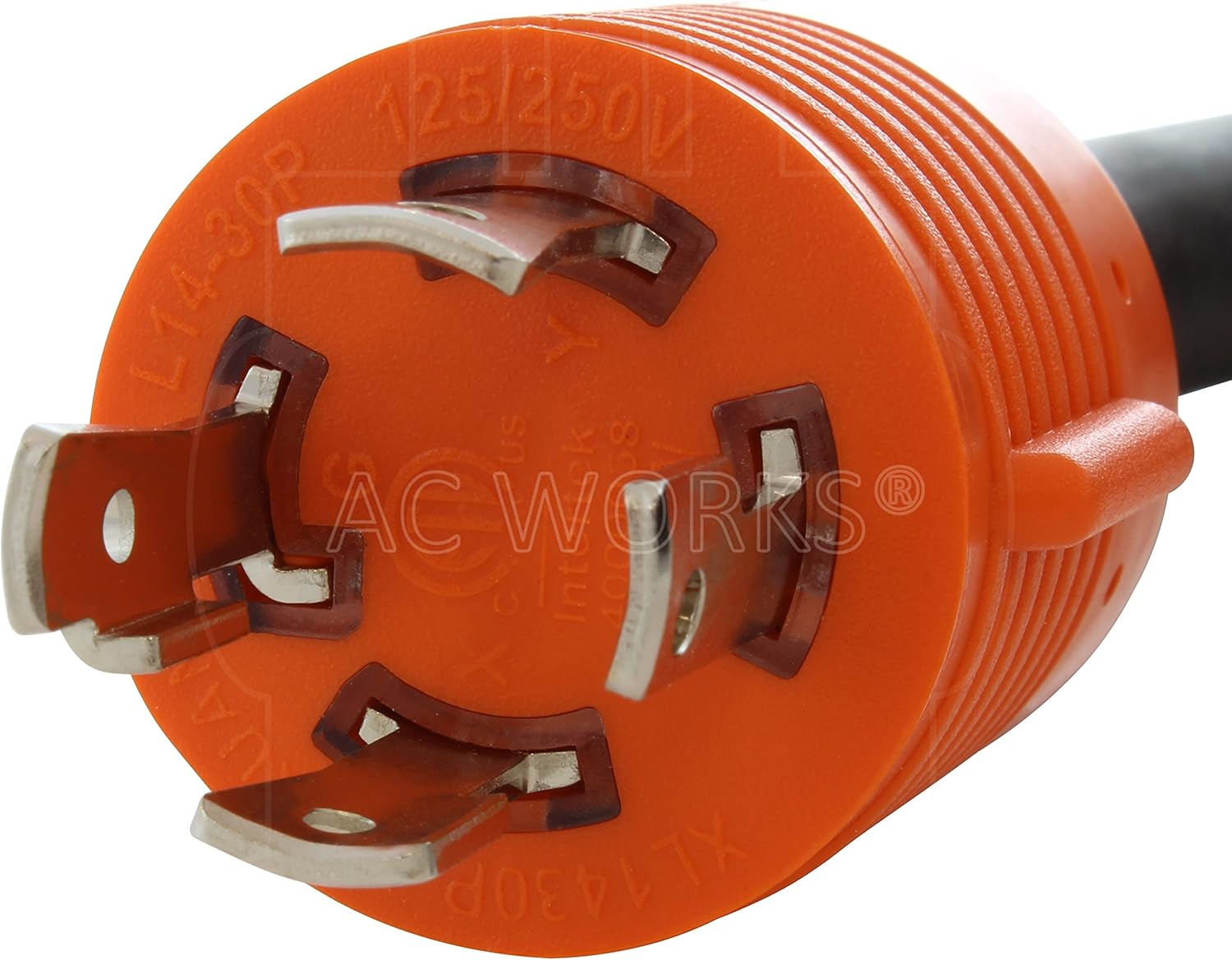AC WORKS® [L1430M50] Generator L14-30P 30A 4-Prong Plug to 50A RV/Marine Power Inlet Adapter Cord (10FT)