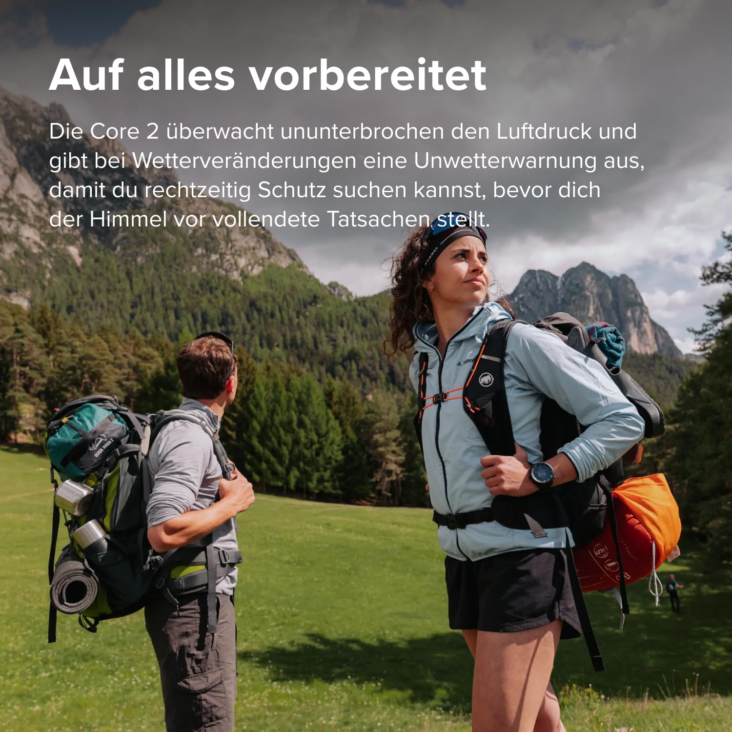 SUUNTO Core 2 Outdoor-Uhr, 10 ATM wasserdicht, 15 Mon. Akku | Höhenmesser, Barometer, Kompass, Sturmwarnung, rot/grüne Hintergrundbeleuchtung, Schrittzähler, SUUNTO‑App, Schwarz
