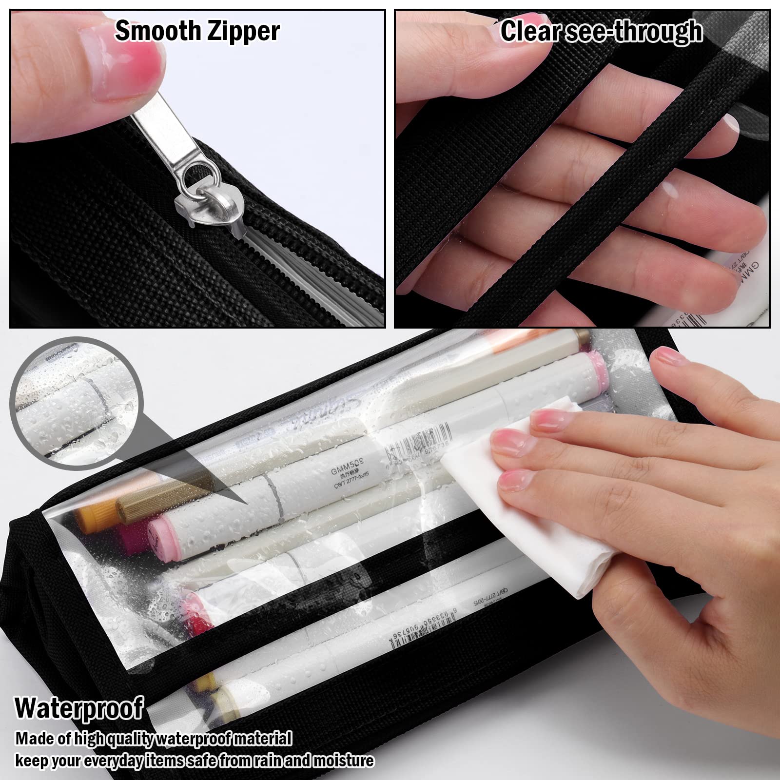 hoinya Large Capacity Pencil Case, 6 Compartments Transparent Pencil Pouch - Image 4