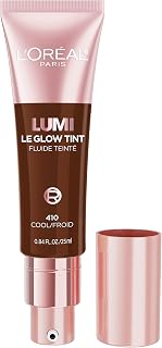 L'Oreal Paris Lumi Le Glow Skin Tint, Lightweight Water-Based Tinted Serum with Foundation-Like Coverage, Glow Illuminator, Cool 410, 0.85 Fl Oz