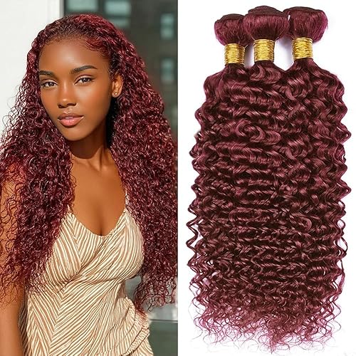 Dokksiiia Kinky Curly Burgundy Wine Red Bundles Human Hair #99j Curly Wave Bundl