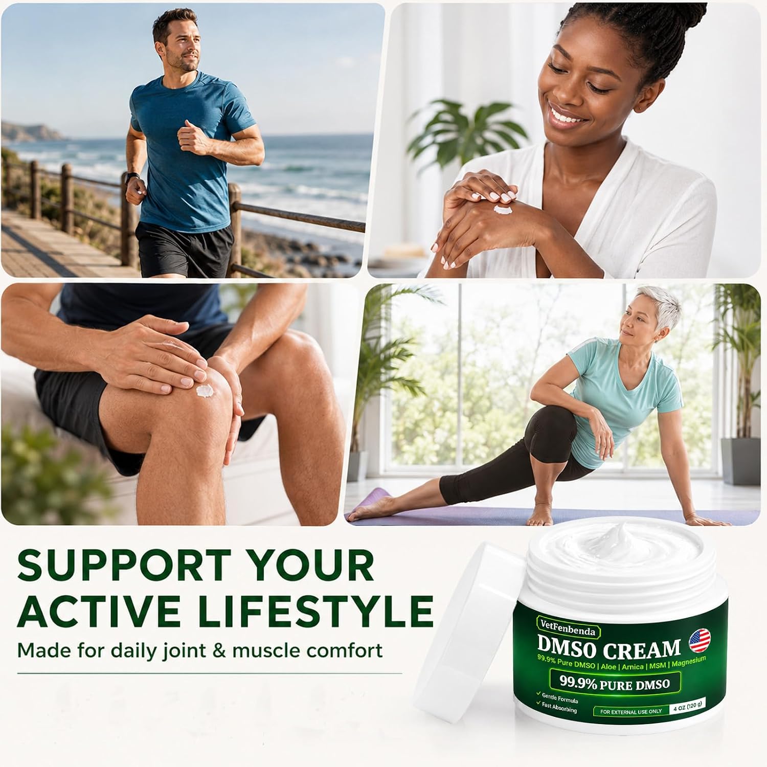 DM-SO Cream, 99% Pure DMS0 Cream - for Joint & Muscle Comfort, with Arnica, Magnesium, MSM, Turmeric & Frankincense, Low Odor, Non-Greasy 4 oz