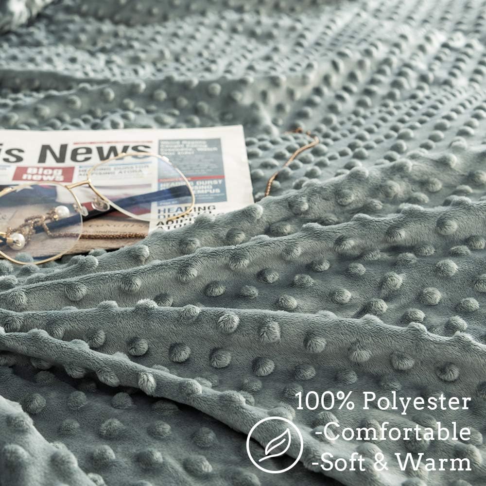 ZonLi 60''x80'' Grey/Grey Minky Dot Duvet Cover, Removable Duvet Cover for Weighted Blanket
