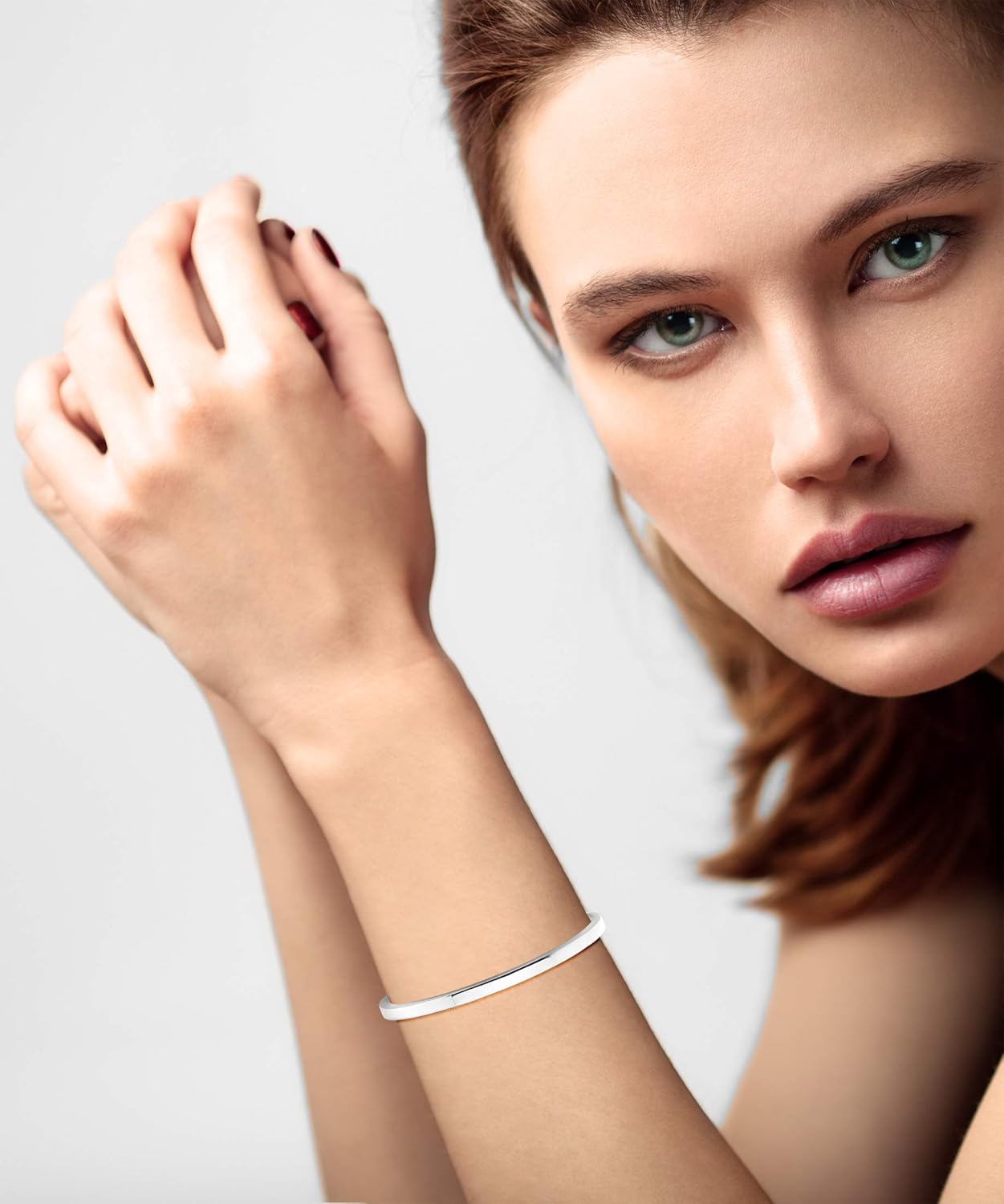 Miabella Italian 925 Sterling Silver or 18K Gold Plated 925 Sterling Silver 4mm Squared Cuff Polished Bangle Bracelet for Women Men, Made in Italy