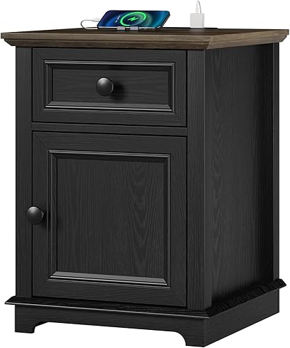 Vista 8 de Mesas auxiliares con juegos de carga rápida, mesas auxiliares con cajones, mesas auxiliares de almacenamiento, sala de estar, estante ajustable