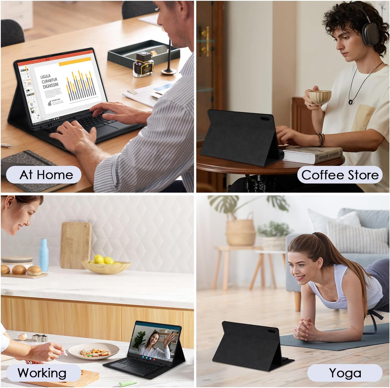 Keyboard Case for Samsung Galaxy Tab S11 Ultra 14.6inch - 7 Colors Backlit Magnetic Trackpad Keyboard, S Pen Holder, Premium PU Leather Cover with Auto Sleep/Wake,Grey (Black)