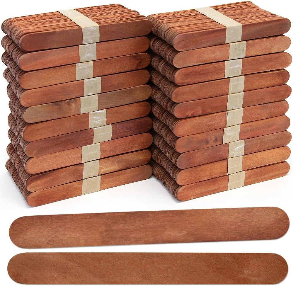Brown wooden popsicle sticks, 6 inch jumbo pack (1,000)