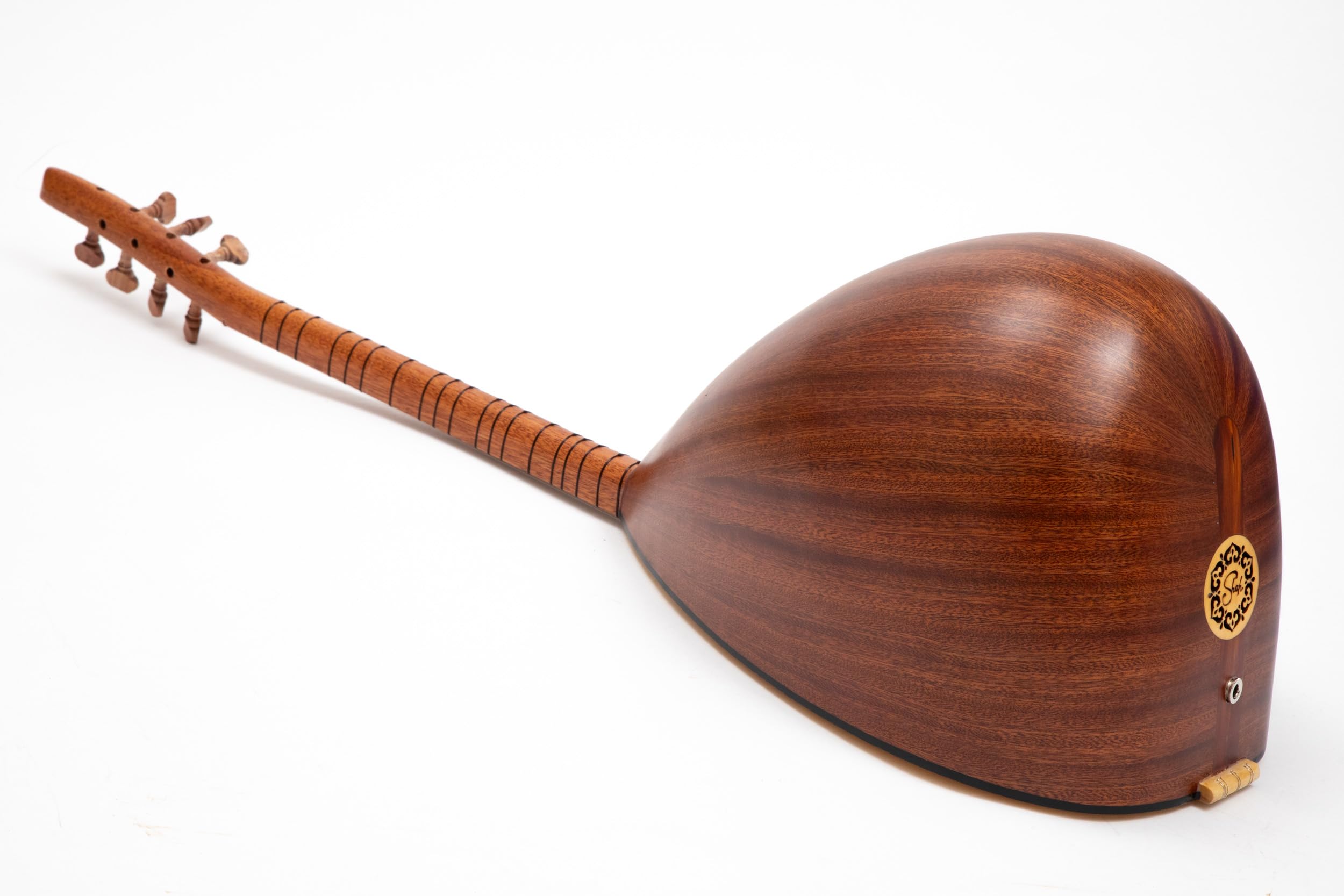 Short Neck Saz Baglama with Mahogany wood & Built-in Pickup, Rosewood pegs Hand Made instrument With picks and extra strings set - Image 6