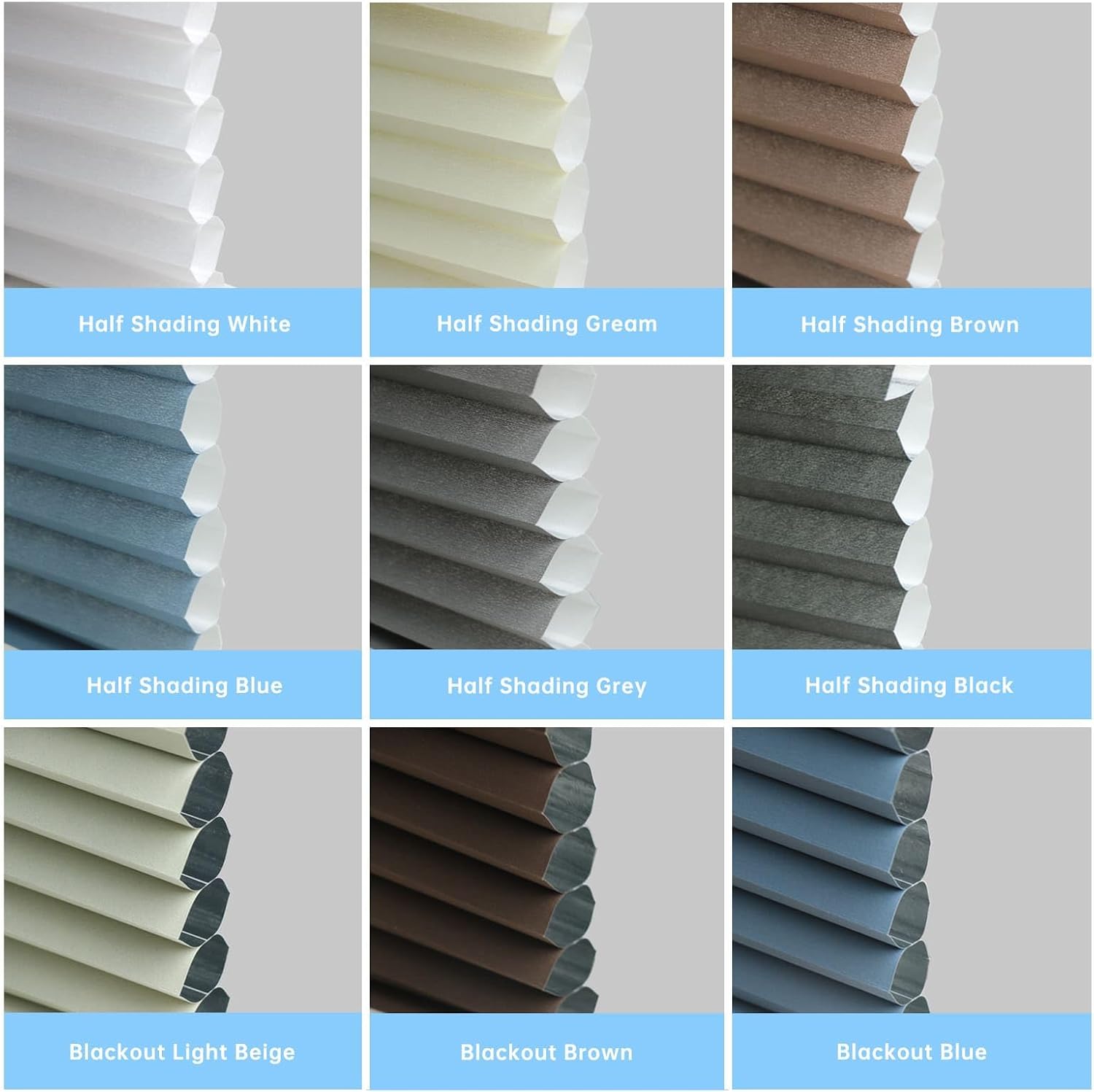 Motorized Cellular Shades Fabric Samples, Multicolor
