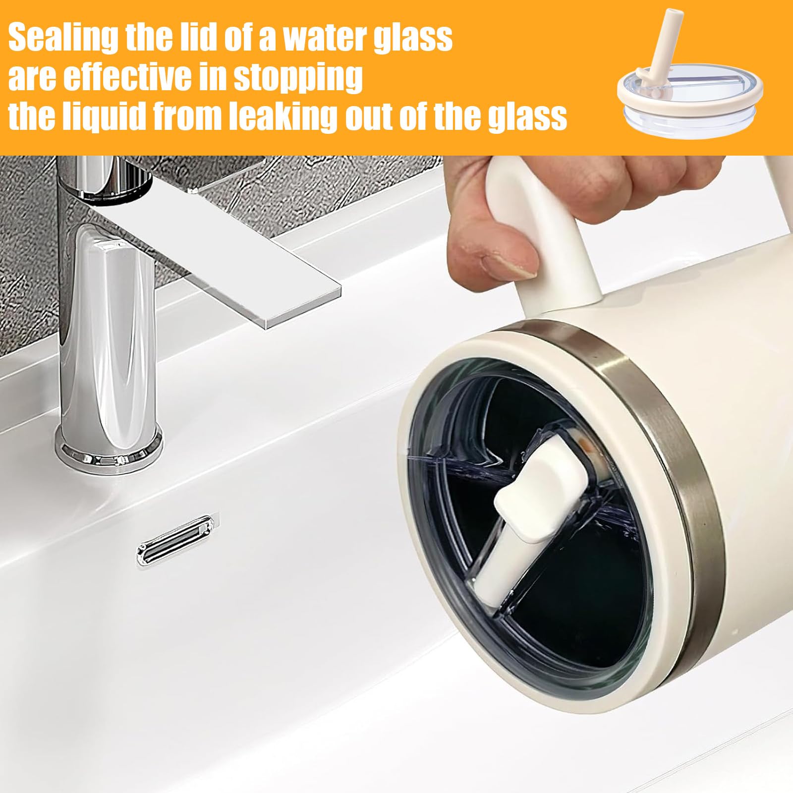 2 Coperchi Di Ricambio Per Stanley Cup | Con Cannuccia | A Prova Di Fuoriuscite | Per Tazza Da 40 Once | Bianco - Foto 4