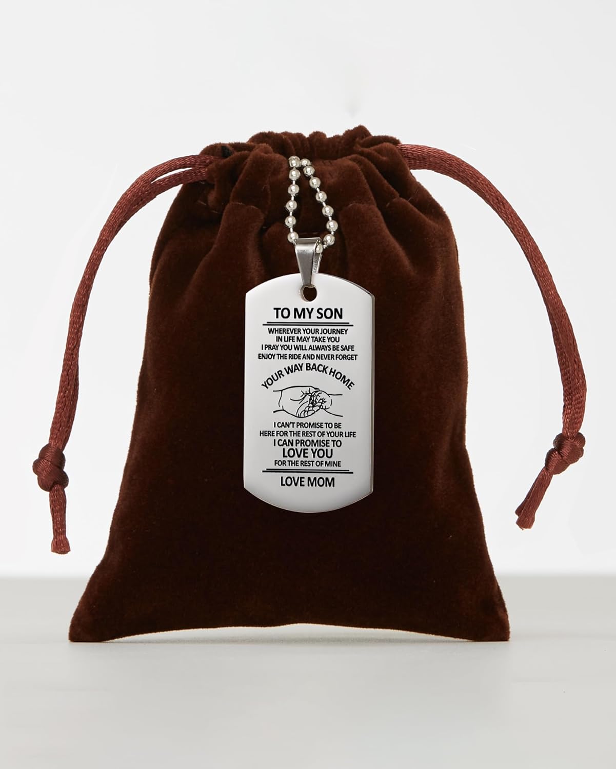 VIMIEW To My Son Dog Tag Pendant Mens Inspirational Chains Necklace Gift For Son From Dad Mom,Christmas Mother's Day Birthday Mitzvah gift for Men Teen Boys. - Image 6