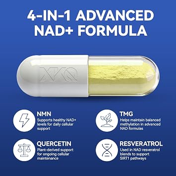 XKQ NAD Supplement, Liposomal NAD with Resveratrol|NMN Supplement | NAD+ Supplement Resveratrol for Men & Women |, NAD Plus Supplement 910mg,60 Servings,Take 2 Daily