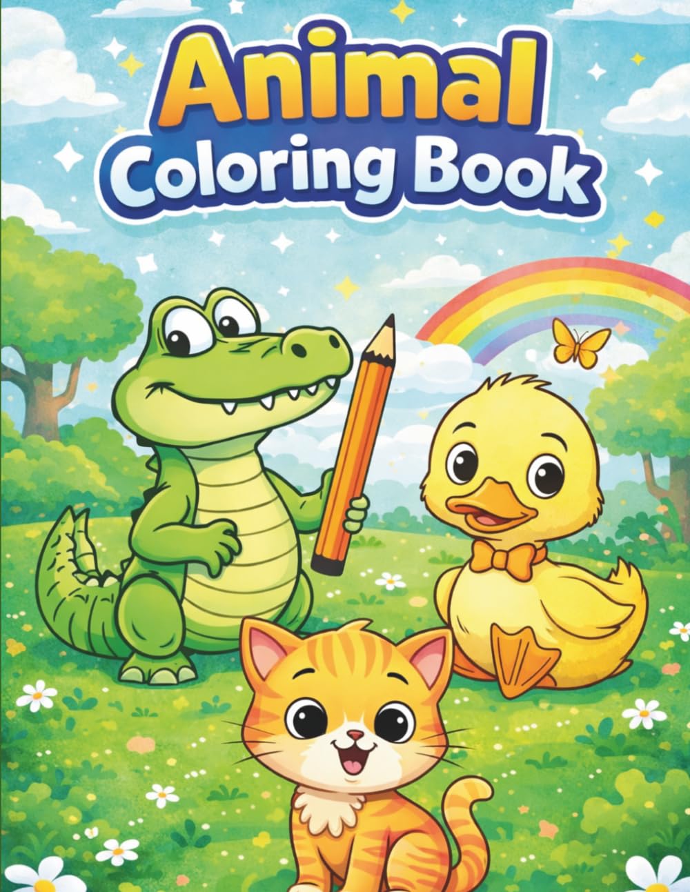Animal Coloring Book: Cute & Easy Coloring Pages for Kids Ages 4–8