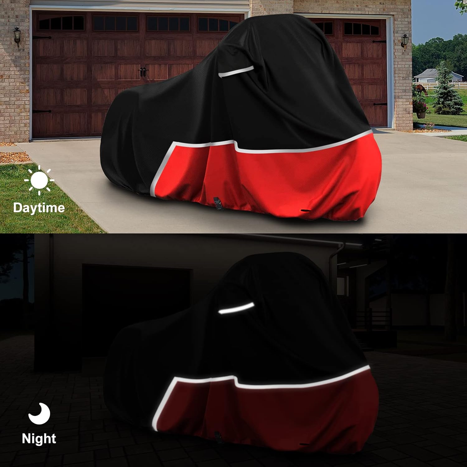 Waterproof Motorcycle Cover Replace for Harley Davidson Cruiser Models, 420D Oxford Cloth Softail, Dyna, Iron 883, Fat Boy 114, Forty-Eight, Low Rider, Sport Glide Cover for Snow Rain Protection