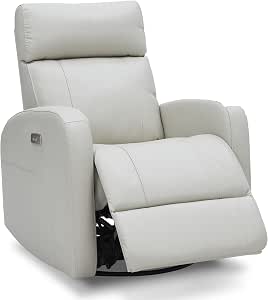 CHITA Genuine Leather Power Recliner Chair for Adults, Swivel Glider, Grey