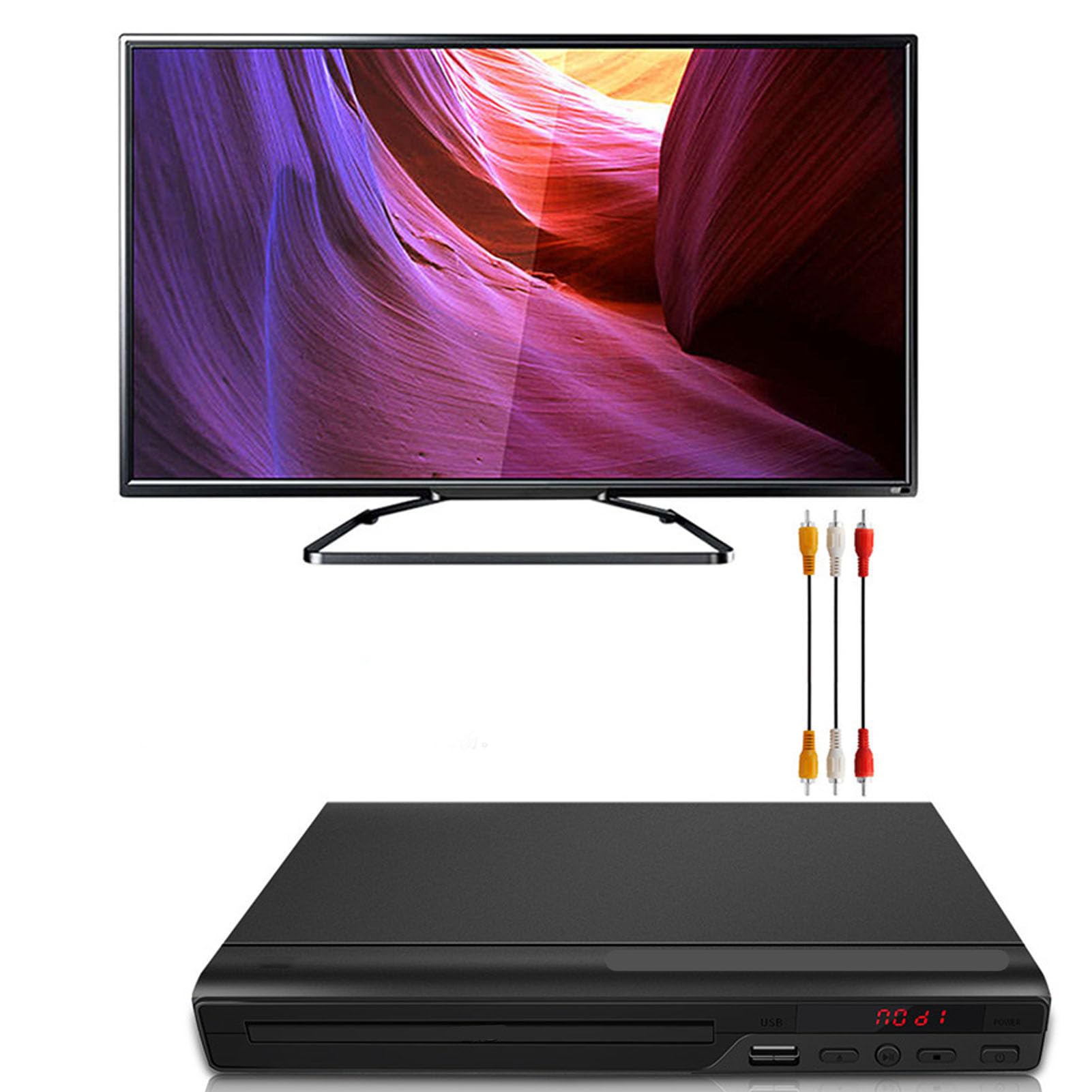 Reproductor de DVD para Todas Las Regiones, Compacto HD 1080P con Salida AV, Pantalla LED, USB, Compatible con Formato PAL NTSC para Cine en Casa, Viajes, TV (Enchufe de la UE)