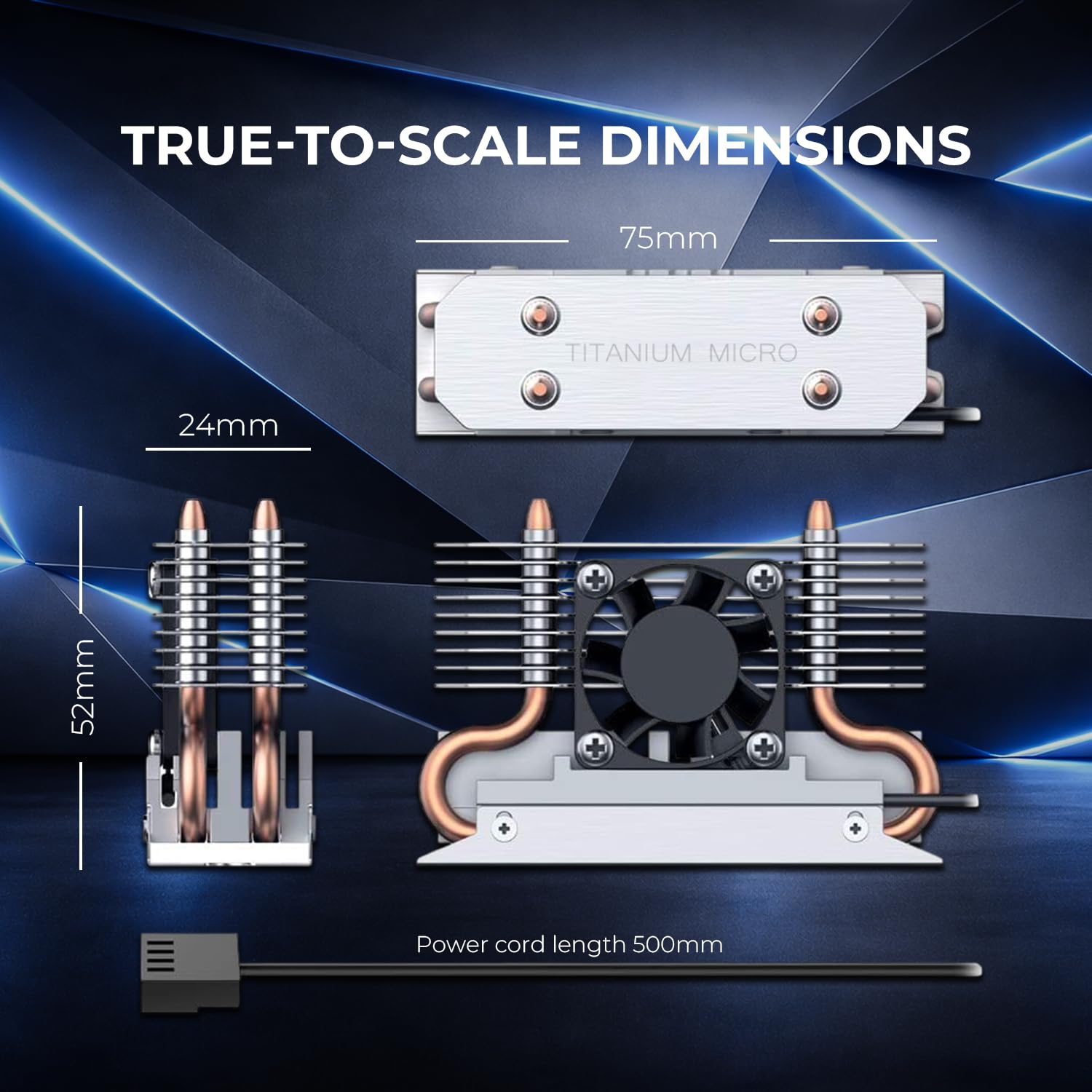 Titanium Micro TMHSFM3 Nitro M.2 NVME 2280 Dissipatore di calore doppio con ventola PWM da 30 mm