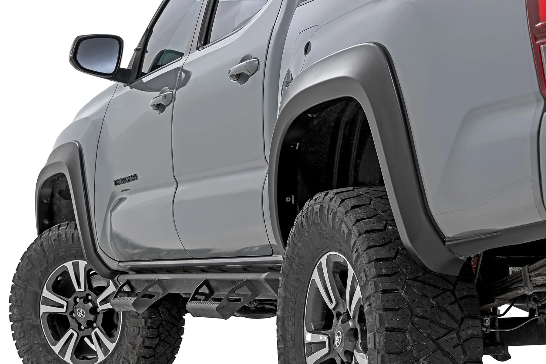 rough country sport style fender flares for toyota tacoma (2016-2023) - flat black, set of 4
