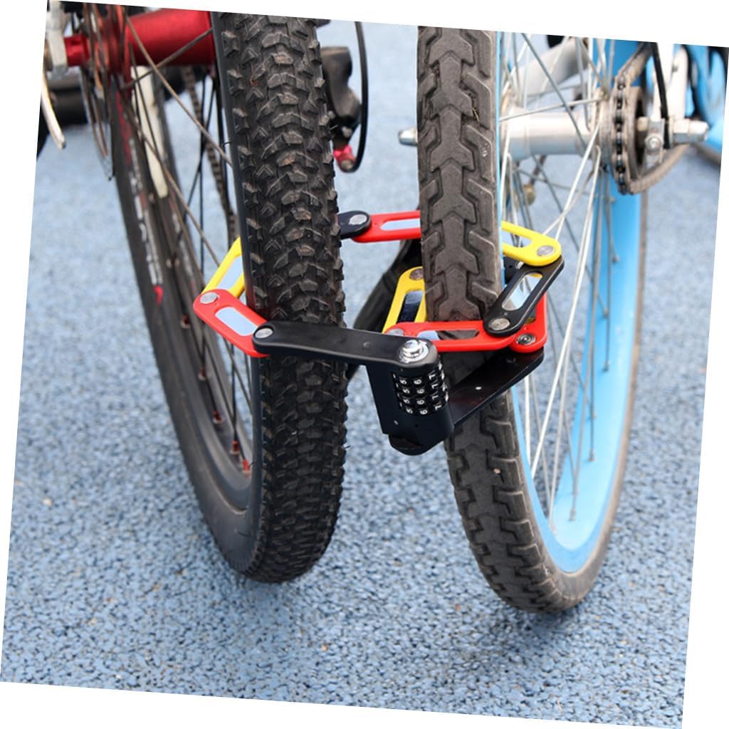 4-Digit Combination Folding Bike Lock, Portable Lightweight Anti-Theft Security Lock with Metal Chain for Cycling and Outdoor Use, Black