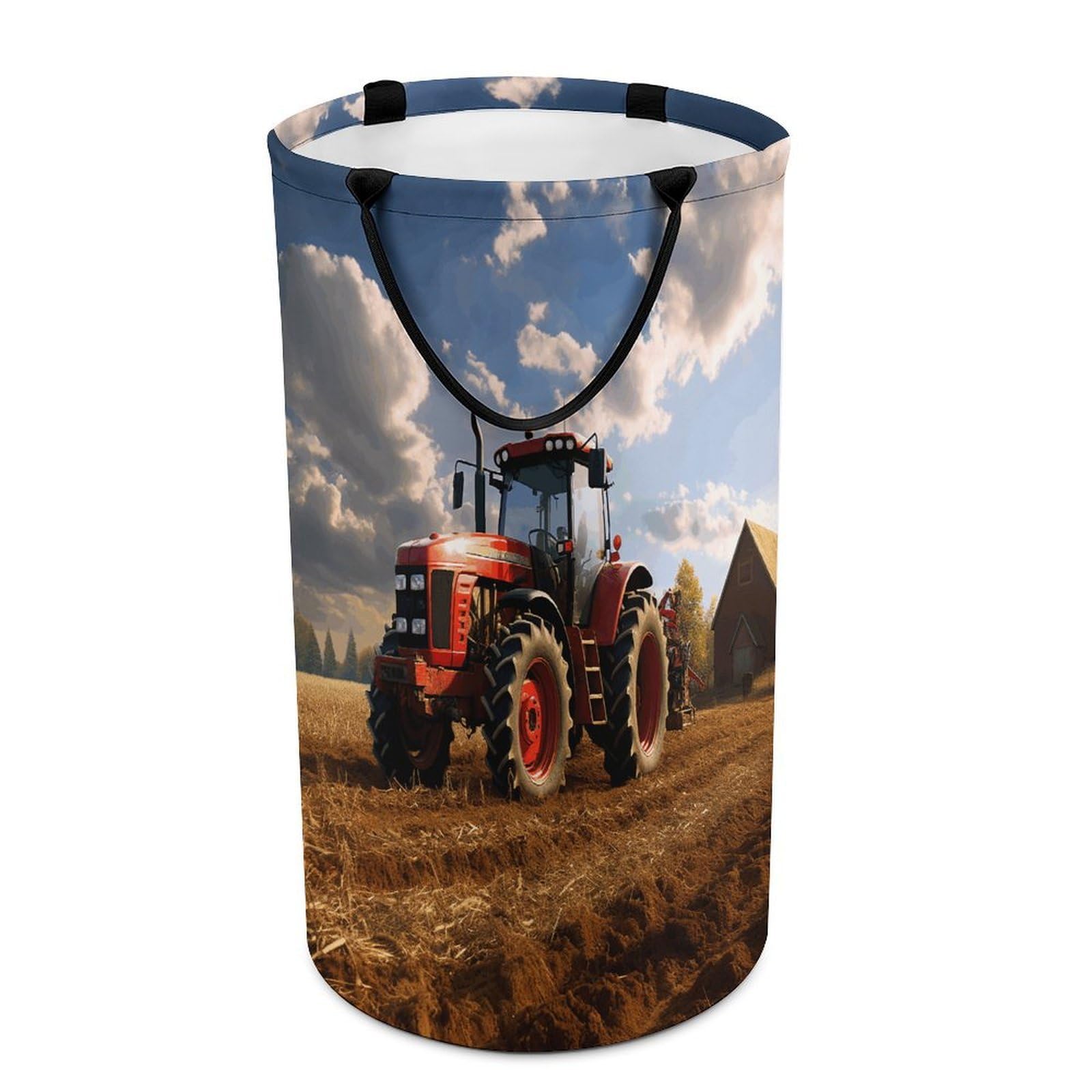 Fantasy Farm Tractor Laundry Basket Large Foldable Laundry Hamper with Handles Freestanding Collapsible Clothes Basket Waterproof Portable Dirty Clothes Hamper for Bathroom 86L