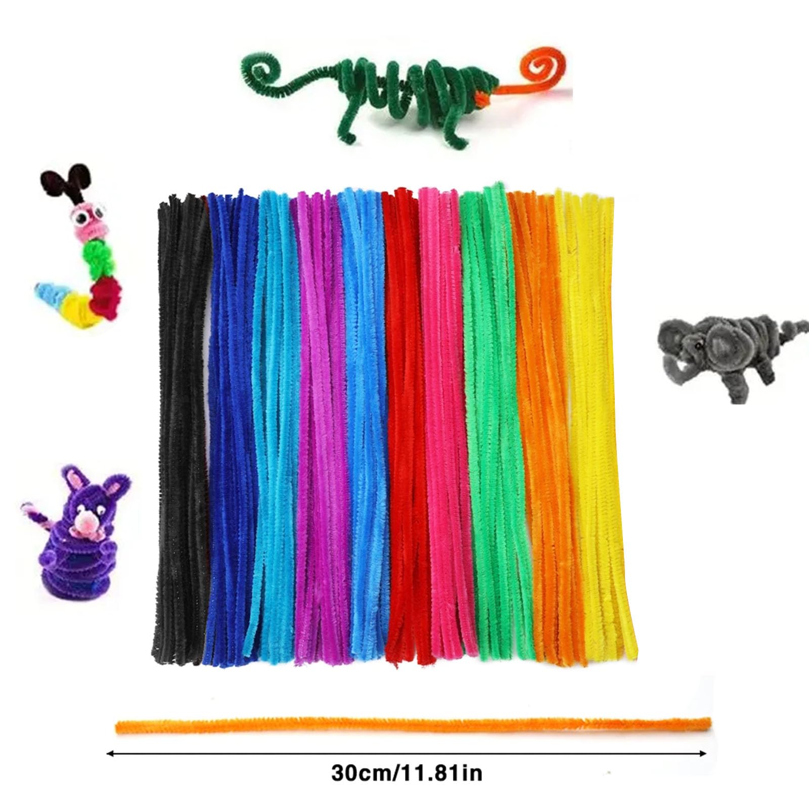 100 PCS Coloré Cure-Pipes Chenille Potence Créatifs Pour Arts Et Travaux Manuels DIY 6 X 300 Mm