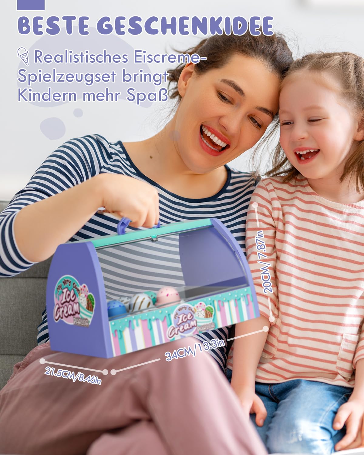 Lehoo Castle Eisdiele Kinder, Spielzeug ab 3 Jahre, Kaufladen Zubehör, Kaufmannsladen Zubehör, Eisladen, Kinderküche Zubehör, Mädchen Geschenke 3 Jahre (Lila)