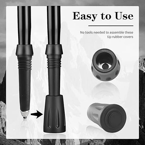 Miniatura 4 de 6 puntas de goma para bastón de senderismo, puntas de bastón de senderismo, puntas de goma para bastón, protectores de bastón para caminar, puntas