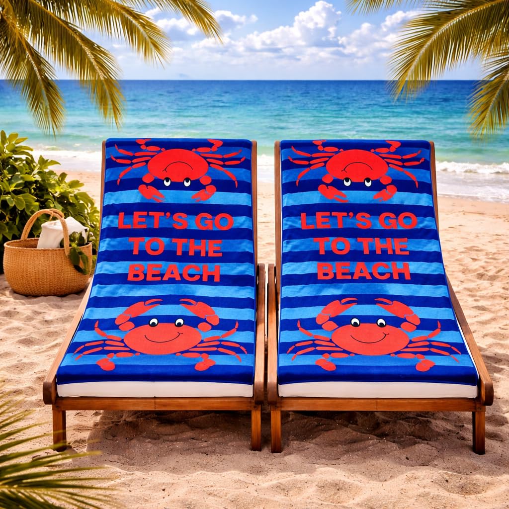 Adore 2 Pack Microfibre Beach Towels 70x140cm - Sand Free Lightweight Quick Dry - Soft Travel Towels for Beach and Pool, Lets Go